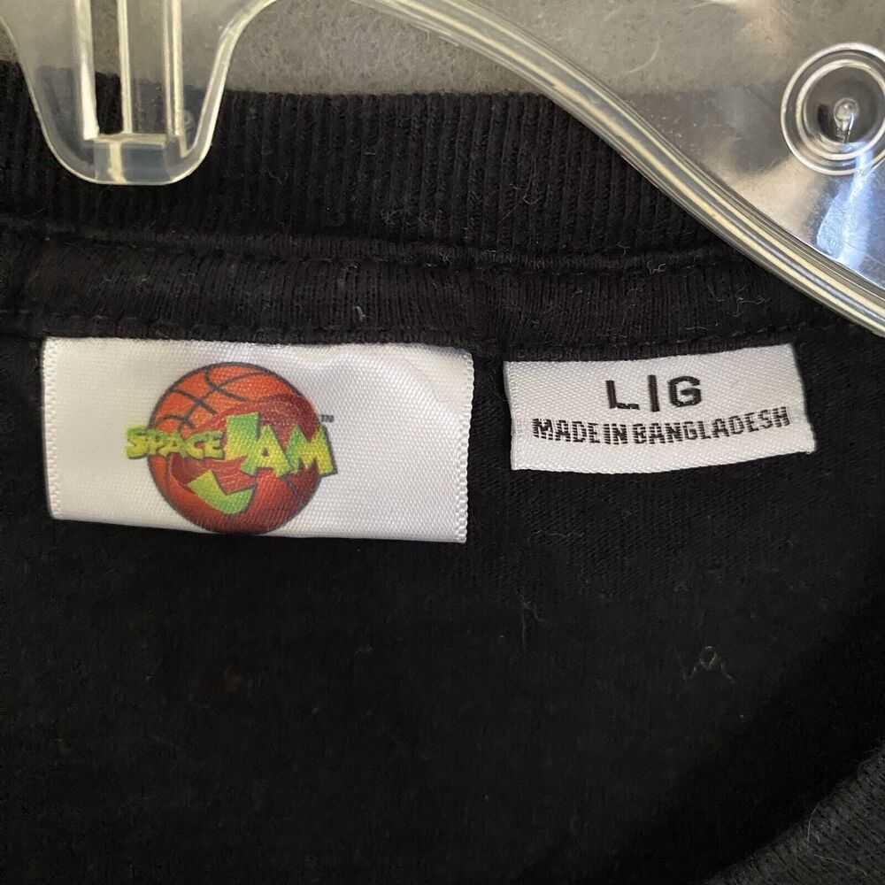 Space Jam T-Shirt Adult‎ Large Black Front Graphic Bugs Taz Daffy Y2K Cartoon - Picture 5 of 9